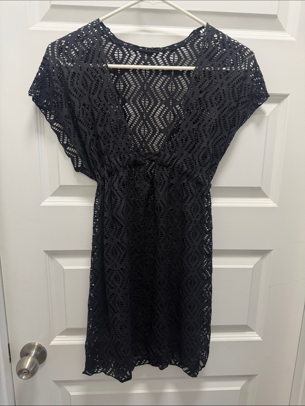 Women’s Catalina Black Lace V-Neck Swim Cover-Up Dress-Small